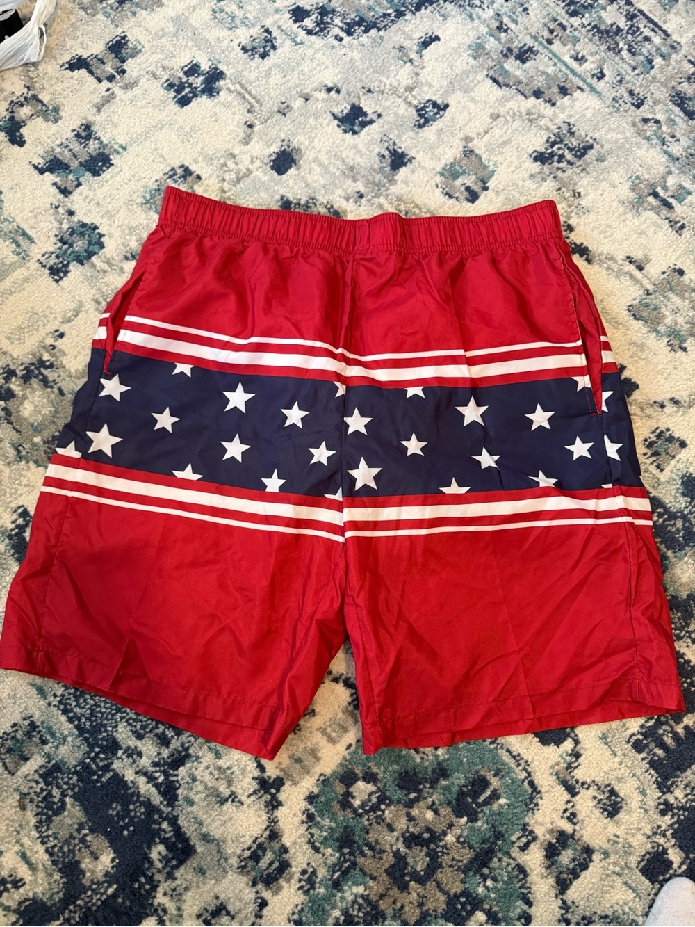 Men’s Open Trails XL patriotic swim trunks - beach, cruise, pool, July 4th USA